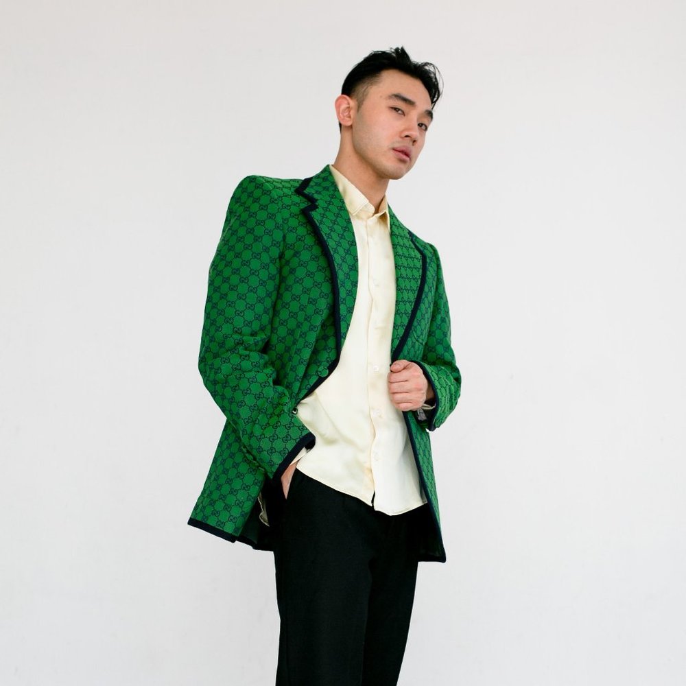 Gucci Green GG Canvas Single Breasted Blazer